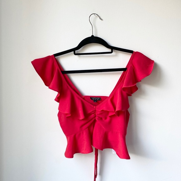 Topshop red frill crop top - Picture 5 of 9
